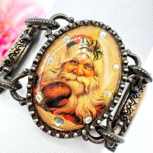 Vintage Avon Christmas Bracelet Santa Claus Christmas Tree Angel Festive Holiday